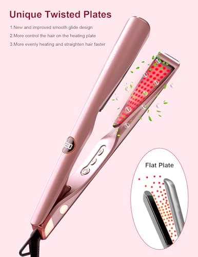LANDOT 2-in-1 Flat Iron & Curling Iron | 30s Heat-Up, 12 Temp Settings, Ceramic Coating | Salon-Perfect Straight & Curl
