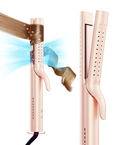 TYMO 1.25 Inch Curling Iron & Flat Iron - 2-in-1 Hair Straightener, 54M Ionic, Dual Voltage, Anti-Tangle, 5 Temps, Black