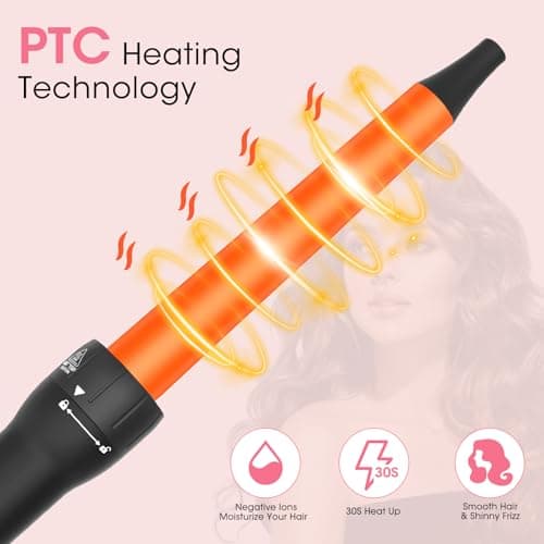 5-in-1 Curling Iron Set for Long Hair with 4 Barrels, Heat Protector Glove & Clips