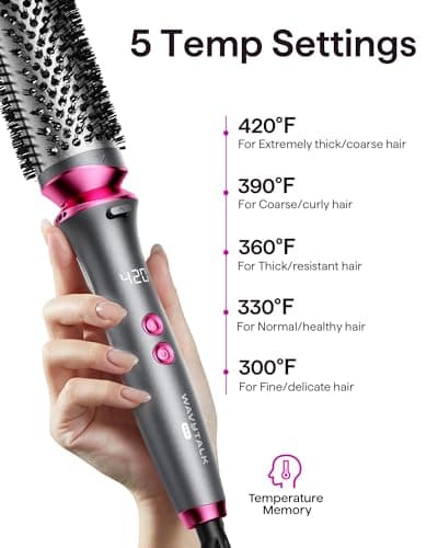 Wavytalk Pro Curling Brush Set - Dual Voltage Thermal Brush for Shiny Blowout
