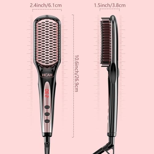28 Temperature Settings ceramic straightener brush for fine hair, frizz-free & included glove
