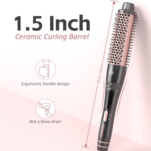MOCEMTRY 1.5" Heated Tourmaline Curling Brush with Detachable PTC Head