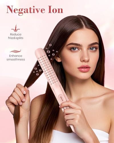 Ufree Airflow Curling Iron, 360° Cool 2-in-1 Flat Iron, 1.25" Wand, 5 Temps for All Hair Types, Gifts for Women, Anti-Sc