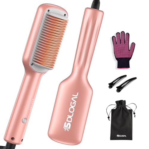 SDLOGAL Hair Straightener Brush, 5 Temperature Settings, Fast Heat, Salon-Style, Dual Voltage Travel Friendly