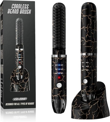 Cordless Beard Straightening Brush with 3 Temp Settings for Men