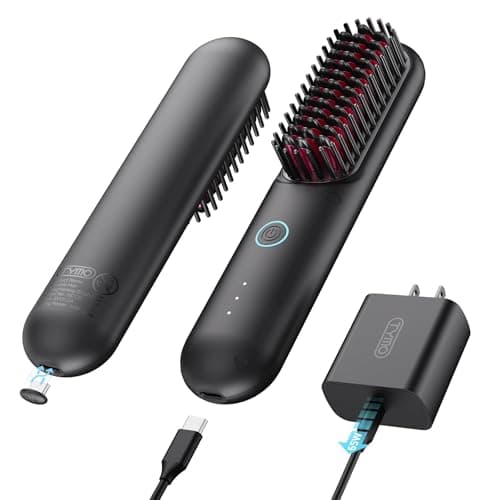 TYMO Porta PRO Cordless Hair Straightener Brush, Ionic Heat, Travel Size