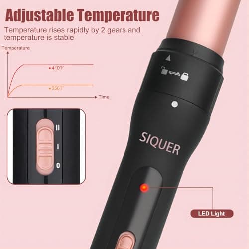 SIQUER 3-in-1 Curling Wand Set - 3 Interchangeable Beach Waves for Women (Rose, Black)