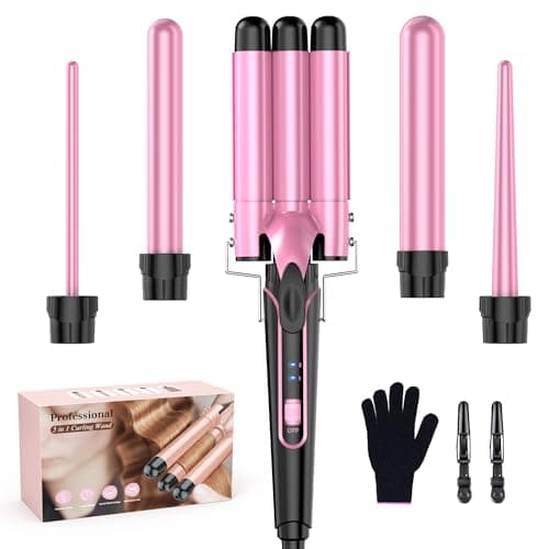 BESTOPE Pro 5-in-1 Curling Iron Set with Thermal Brush & 4 Ceramic Coils