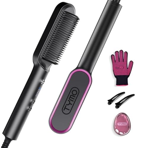 TYMO Ring Hair Straightener Brush for Women, Fast Heating & Dual Voltage