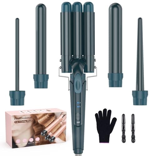 BESTOPE Pro 5-in-1 Curling Iron Set with Thermal Brush & 4 Ceramic Coils