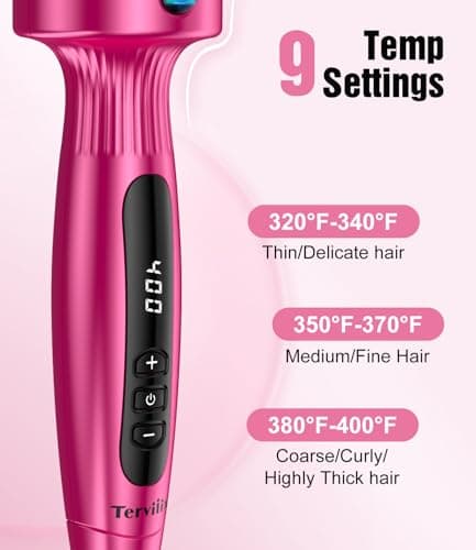Terviiix Ionic Thermal Brush, 9 Temp Settings, 30S Heat, Voluminous & Smooth Hairstyling