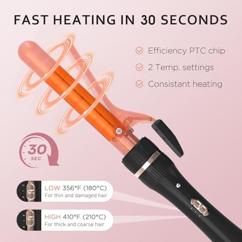 Javelove 3-in-1 Curling Iron Set with Thermal Brush & Ceramic Wands
