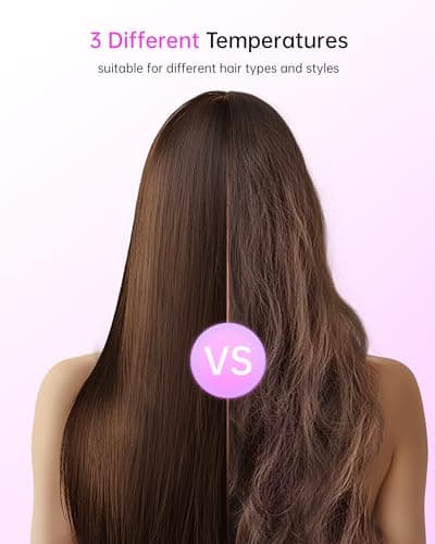Steam Hair Straightener with Negative Ions - 3 Temp Settings, Ceramic Bristles, Auto Shut-Off