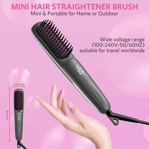 2-in-1 Hot Comb & Straightening Brush for Frizz-Free Hair – 9 Temp Settings, Up to 450℉