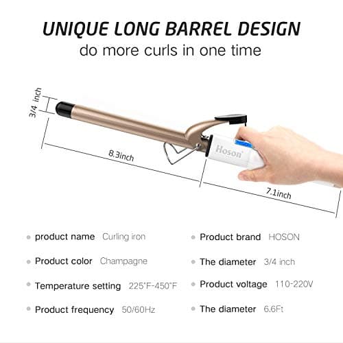 3/4 Inch Ceramic Tourmaline Curl Wand - Professional Hair Curler for Short Hair, Includes Glove, Gold