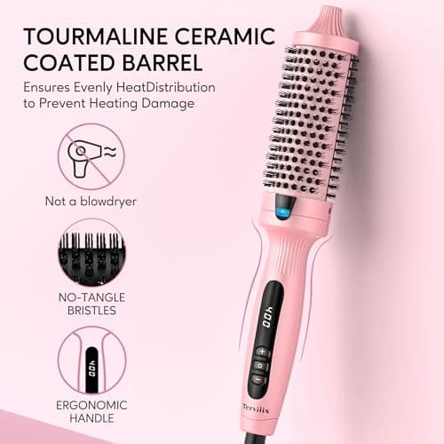 Terviiix 1.5 Inch Ceramic Tourmaline Curling Iron Ionic Hot Brush 9 TempDual Voltage