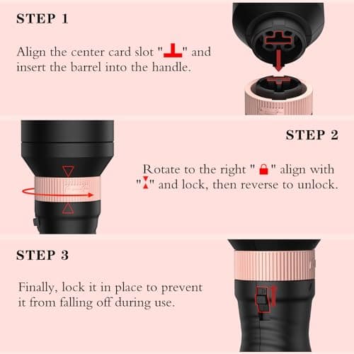 Ionic Heated Round Curling Brush 3-in-1 Set for Dry Hair Volume Smoothing Ceramic Curl Iron (Black)