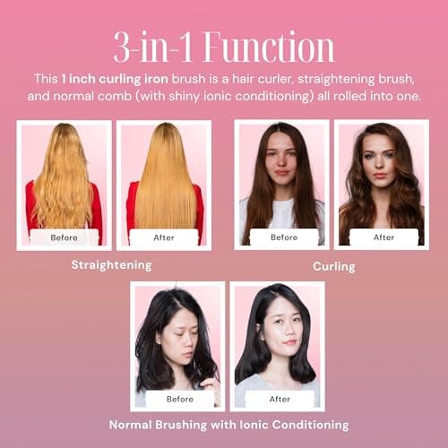 Alure Heated Styling Brush - 3-in-1 Ionic Curler/Straightener for All Hair Types