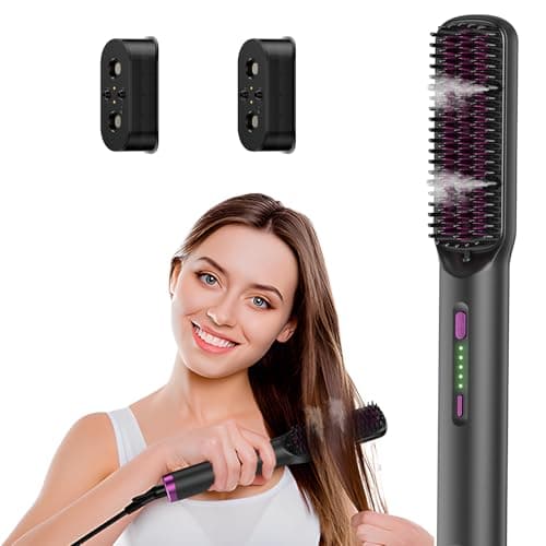 2 in 1 Steam Hair Straightener Brush, Ionic Heat, Essental Oils, Fast Heat-Up, Portable, 20Min Auto Off