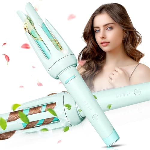 Automatic Hair Curler with 4 Temp & 3 Timer, Anti-Scald, Anti-Tangle, Pink
