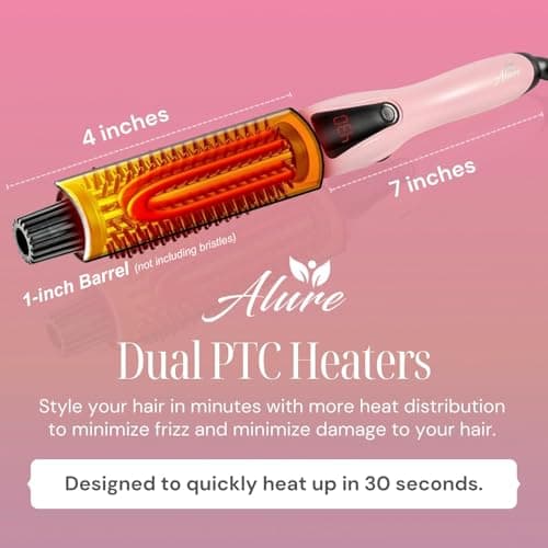 Alure Heated Styling Brush - 3-in-1 Ionic Curler/Straightener for All Hair Types