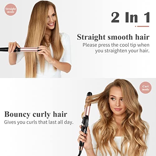 2 in 1 Hair Straightener & Curler, 1 1/4 Inch Dual Voltage Curling Iron