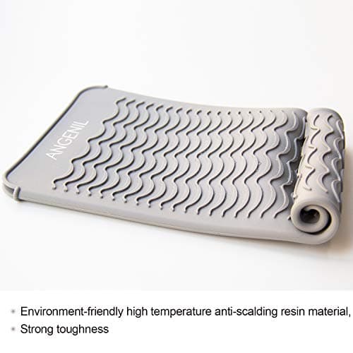 ANGENIL Professional Silicone Heat Mat & Cover for Hair Straighteners, Curling Irons and More, Grey