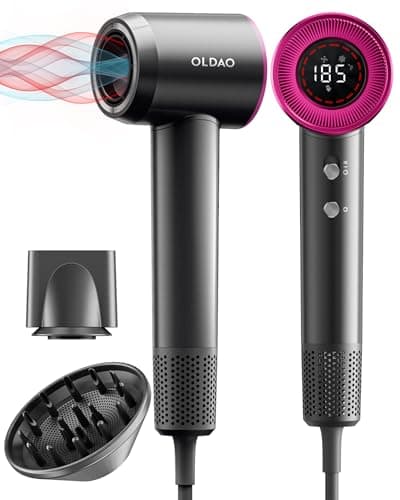 High-Speed 160k RPM Brushless Motor Negative ION Hair Dryer with HD Display