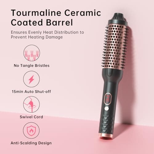 1.5 Inch Negative Ion Thermal Brush for Blowout & Curls, Fast Heating, Temp Control, Dual Voltage