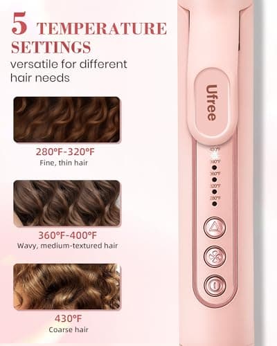 Ufree Airflow Curling Iron, 360° Cool 2-in-1 Flat Iron, 1.25" Wand, 5 Temps for All Hair Types, Gifts for Women, Anti-Sc