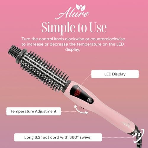Alure Heated Styling Brush - 3-in-1 Ionic Curler/Straightener for All Hair Types