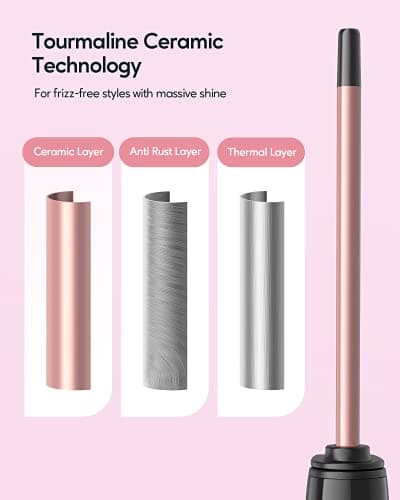 WavyTalk 3/8 Inch Curling Iron Wand, Adjustable Temp, Rose Pink