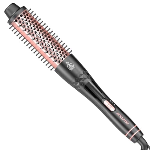 MOCEMTRY 1.5" Heated Tourmaline Curling Brush with Detachable PTC Head