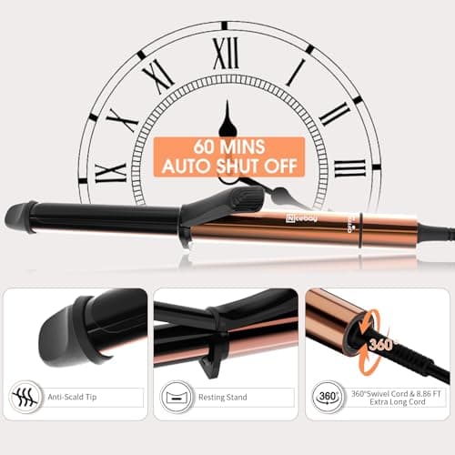 Nicebay 1 Inch Ceramic Coating Curling Iron, Fast Heat to 430°F, LED Temp Display, Worldwide Voltage, Auto-Off