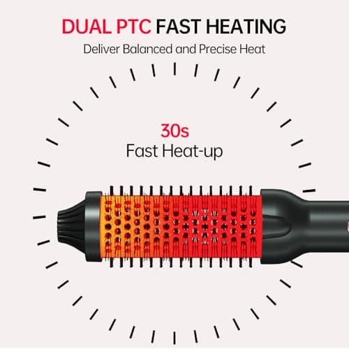 Negative Ion 1.5 Inch Heated Curling Brush, 10 Temps Anti-Scald Bristles