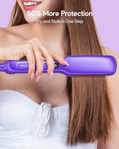 Wavytalk Classic Purple 1.7" Titanium Flat Iron 290℉-450℉ Thick Hair Straightener