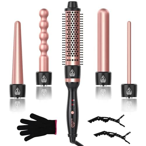 Sixriver 5-in-1 Curling Wand Set, Fast Heating & Long Lasting Curls