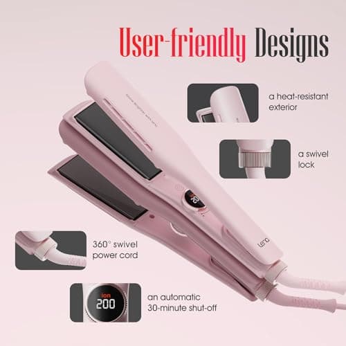 LENA H2S Professional Hair Straightener, 12 Temp Settings, LED Display