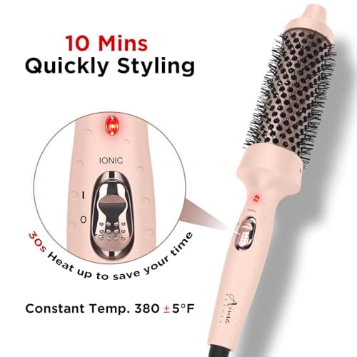 Aima Beauty Ion Hair Curling Iron Brush, 1.5"/40mm Ceramic, Pink