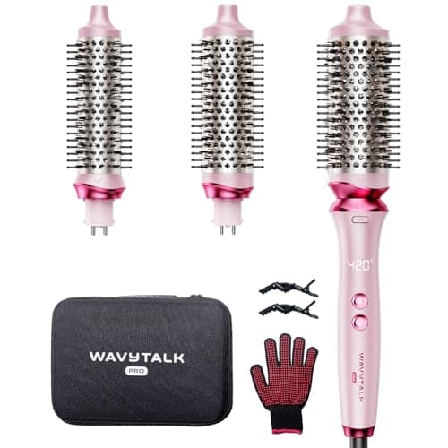 Wavytalk Pro Curling Brush Set - Dual Voltage Thermal Brush for Shiny Blowout