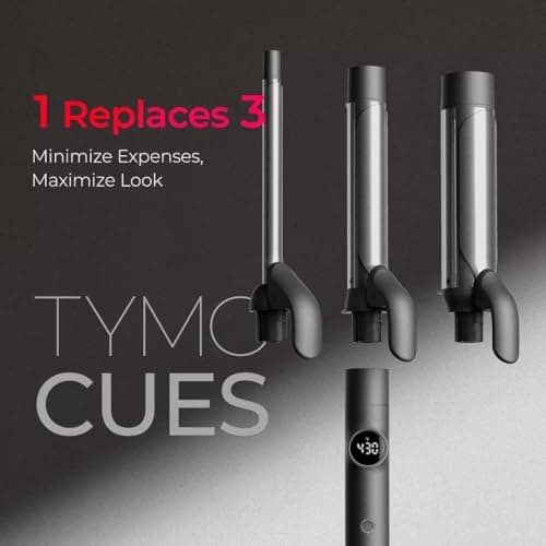 TYMO 3-in-1 Ceramic Curling Iron - Fast Heating, 5 Temps, Dual Voltage for Shiny Curls