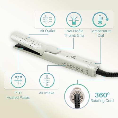 Asani 360° Airflow Styler - 2-in-1 Curling Wand & Hair Straightener for All Hair (White)