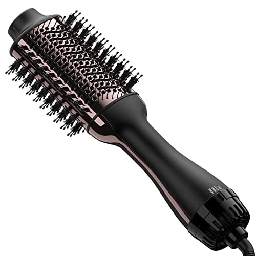 4-in-1 Hair Dryer Brush Straightener with Negative Ion Ceramic Barrel Anti-Frizz