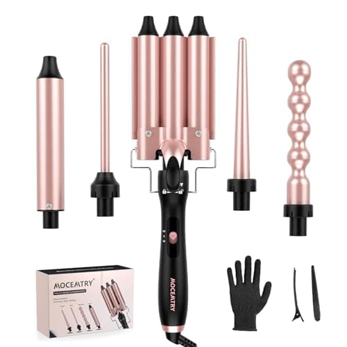 MOCEMTRY 5-in-1 Curling Wand Set with Temp Control for Women