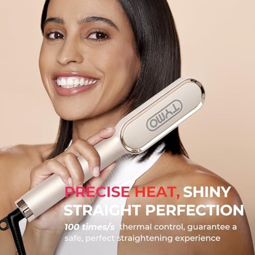 TYMO Ring Hair Straightener Brush for Women, Fast Heating & Dual Voltage