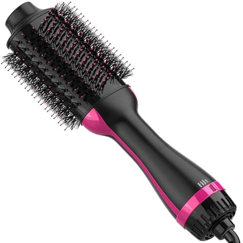 Professional Black Pink Hair Dryer Brush, 4 in 1 Styler Volumizer