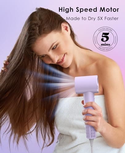 Negative Ionic Hairdryer for Curly Hair, High-Speed 110, 000 RPM Motor, Fast Drying & Quiet