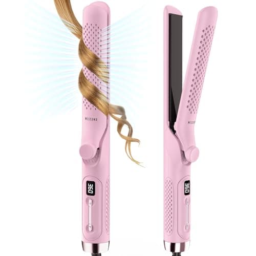 Dual Voltage Flat Iron Curling Wand for Travel - 1.25 Inch Hair Styler and Curler with 360° Airflow