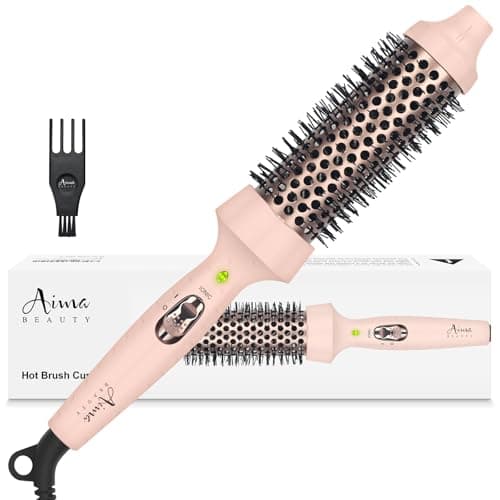 Aima Beauty Ion Hair Curling Iron Brush, 1.5"/40mm Ceramic, Pink