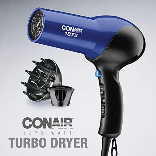 CONAIR 1875 Watt Turbo Hair Dryer, Blue/Black
